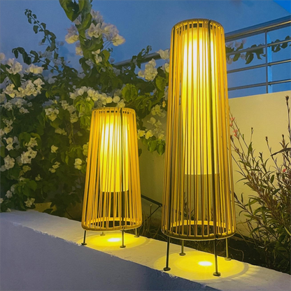 Solar Rattan Floor Lamp