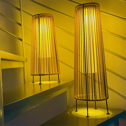 Solar Rattan Floor Lamp