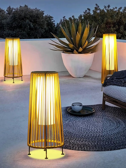 Solar Rattan Floor Lamp