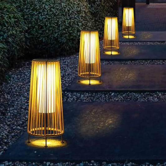 Solar Rattan Floor Lamp