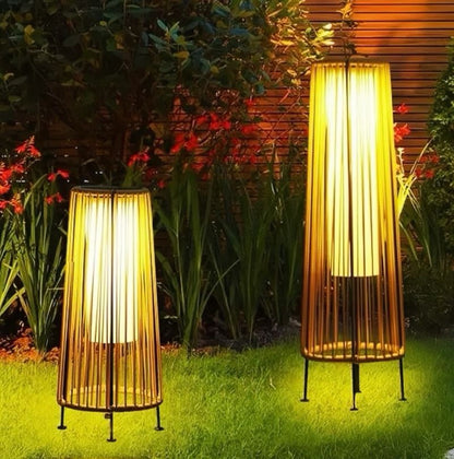 Solar Rattan Floor Lamp